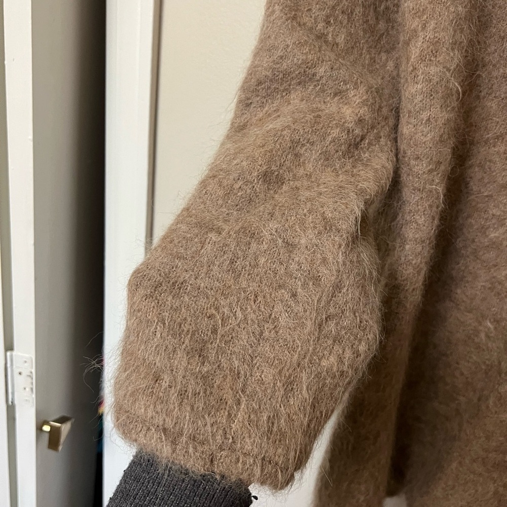 Zara Brown Alpaca button front longline Oversized Jacket/cardigan Cozy Fit - Picture 5 of 10